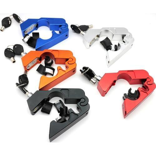 Universal CNC Aluminum Handlebar Grip Brake Security Lock Anti Theft Protection Locks Cruiser Bobber Dual Sport bike Scooter