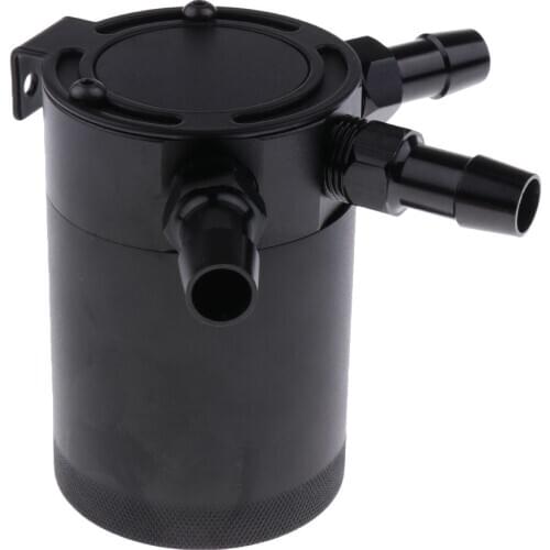 Universal Aluminum Alloy Car Oil Catch Can Tank Reservoir Breather Black