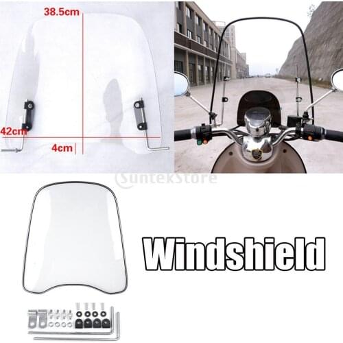 Universal Transparent Clear Front windshield Clamp-On Variable Windscreen Spoiler Extension For Motorcycle Scooter ATV