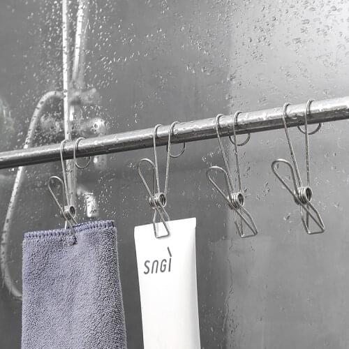 Stainless Steel Clip Hooks Household Small Objects Underwear Socks Drying Clips Clothes Quilts Windproof Clips
