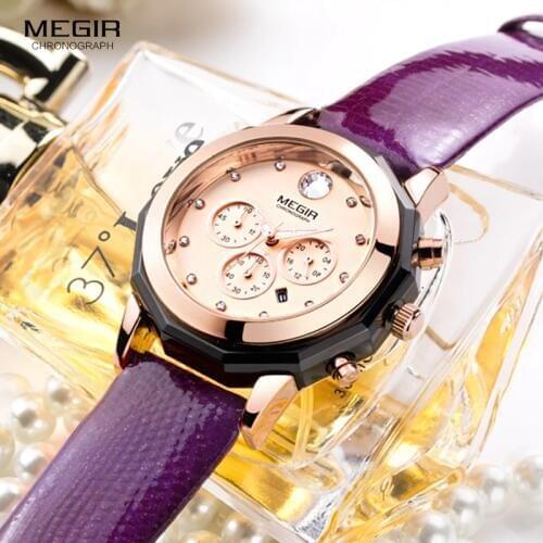 MEGIR Girlfriend Series Quartz Watches for Women Fashion 24 Hours Waterproof Chronograph Wristwatch for Woman Lady 2042LREPU