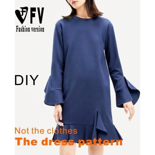 Cutting pattern womens ruffled sleeve dress garment structure design drawing BLQ-547