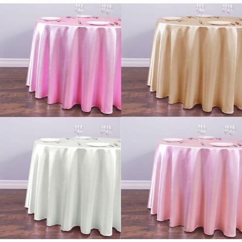 1pcs Round Satin Tablecloth 22 Solid Color for Christmas Wedding Party Decorations Modern Table Covers
