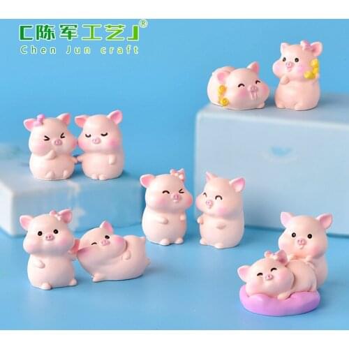 1 Piece Cute Pink Pig Pigs China Korean Model Statue Figurine Crafts Figure Ornament Miniatures Girl Home Room Decoration