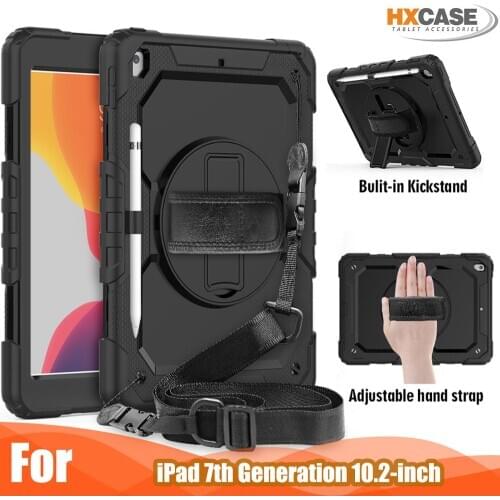 10.2 inch tablet case for apple ipad 7 kids proof cover for ipad 10.2 with hand&shoulder strap and pencil holder