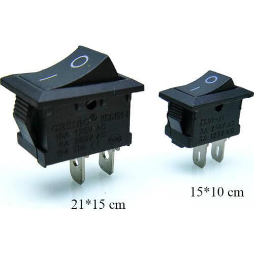 10 pcs/lot KCD1 2 Pin 250V 3A Boat Switch 21*15 15*10 Snap-in SPST ON OFF Rocker Position Switch