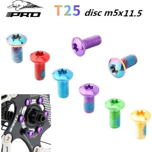 12pcs bicycle disc brake bolt M5*10mm T25 plating steel mountain bike road bike rotor screw parts 7 colors