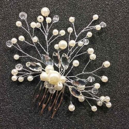 2 Pcs Briddal Crystal Jewelry Diamante Hair Comb Hair Piece Clip Slide Wedding Accessories