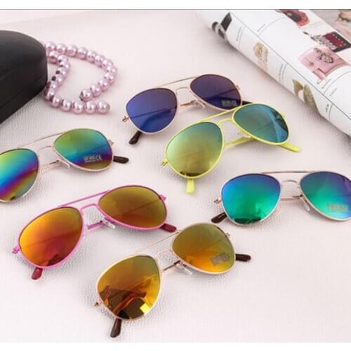 2021 Classic Sunglasses Girls Colorful Mirror Children Glasses Metal Frame Kids Travel Shopping Eyeglasses Uv400
