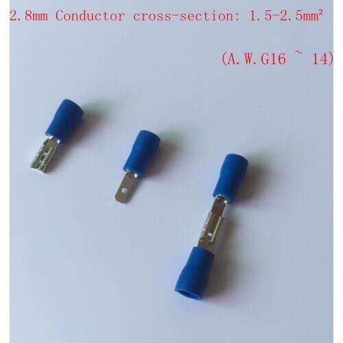 50sets/lot FDD / MDD2-110 male and female pre-insulated end of the 2.8mm male and female plug spring plug cold-pressing terminal