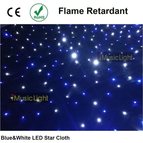 7mx10m Blue&White DMX512 LED Sky Twinkling Star Cloth for Music Concert, Hotel ,wedding,Party,Event Decoration