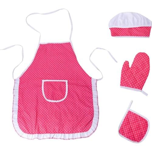 Chef Set for Kids,4Pcs Cooking Set for Boys Girls Toddler Role Play Cook Costume with Apron, Chef Hat, Oven Mitt ,Hot Pad