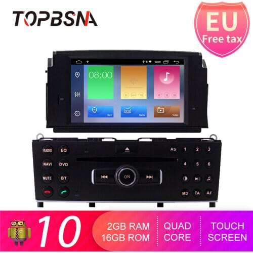 TOPBSNA Android 10 Car DVD Player For Mercedes Benz C200 C180 W204 2007-2010 WIFI multimedia GPS Navigation 1 Din Car Radio Auto