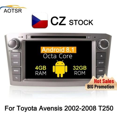 Android 8.1 Car DVD multimedia Player For Toyota Avensis T250 2002 2003 2004 2005 2006 2007 2008 car radio stereo GPS navigation