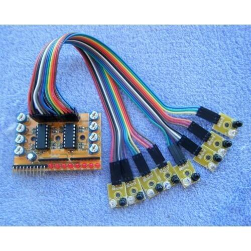 Free ship 5pc eight -way infrared detection photoelectric sensor tracing car tracking avoidance module photoelectric sensor