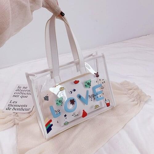 Brand Designer Women‘s bag Transparent Large Capacity Tote Bag Composite bag Fashion Shoulder Bags Lady PVC Purses Bags