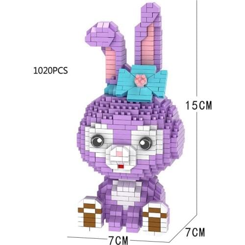 Disneyland figures micro diamond block Disney world park rabbit doll StellaLou building brick educational toy nanobrick for girl