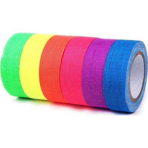 6PCS Fluorescent Tape Luminous Purple Light Matt Neon Cloth Adhesive Film Stage Magic Props for Glow Party Decoration Holiday