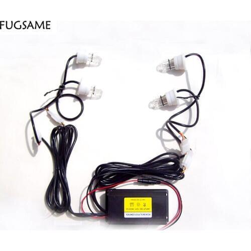 FUGSAME FREE SHIPPING Factory Direct NEW 60W 4 STROBE red blue LIGHT KIT POLICE FIRE SYSTEM
