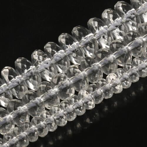 Faceted Transparent Clear Crystal Rondelle Beads Round Loose Beads For Jewelry Making DIY Bracelet Accessories 15'' 6 8 10mm