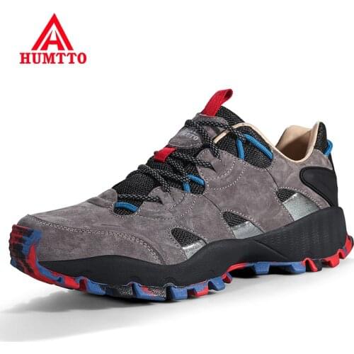 HUMTTO hiking shoes mens outdoor leisure hiking shoes breathable fashion sports shoes lightweight shock absorption lace