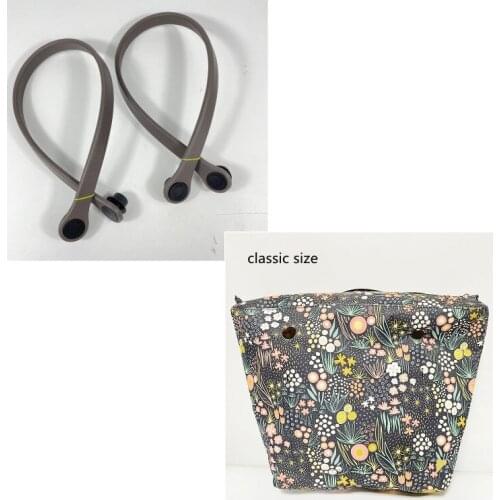 Brown and blue insert inner lining bag and long strap handles for Obag Classic tote