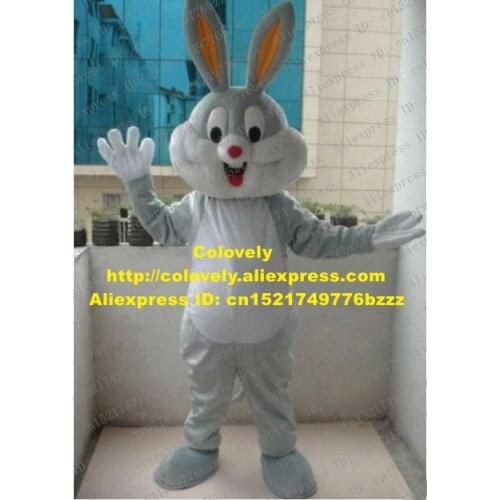 Smart Grey Bugs Bunny Mascot Costume Mascotte Rabbit Easter Bunny Hare Lepus With White Belly White Fat Cheeks No.1895 Free Ship