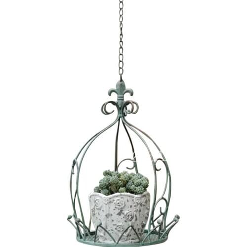 20% Creative Wrought Iron Hanging Crown Hanging Basket Courtyard Garden Balcony Decoration Hanging Pot Flower Rack