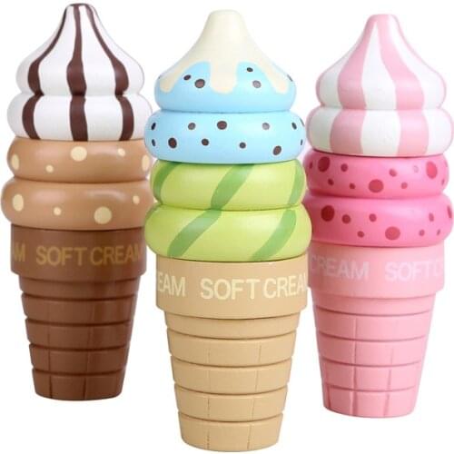 Magnetic Stacking Ice Cream Sensory Montessori Toys For Chilldren Magnets Blocks Montessori Materials Educational Wooden Toy