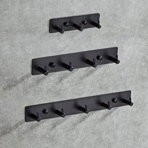 Matte Black Stainless steel Clothes hooks Kitchen hook simple row of hooks living room wall hanging door rear hook for cap,coat