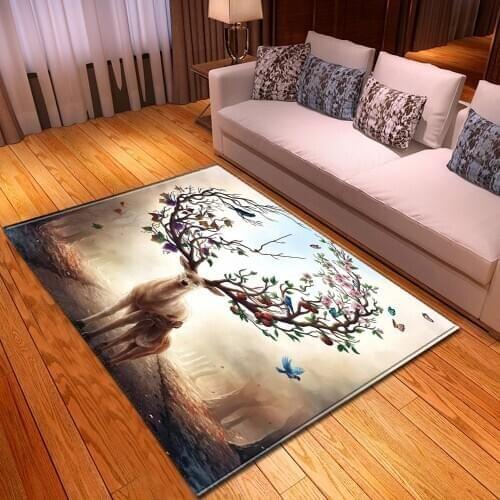 Cute Cartoon Large Carpets Children Bedroom Play Carpet Animal Deer 3D Printed Kids Room Area Rugs Baby Crawl Antiskid Floor Mat