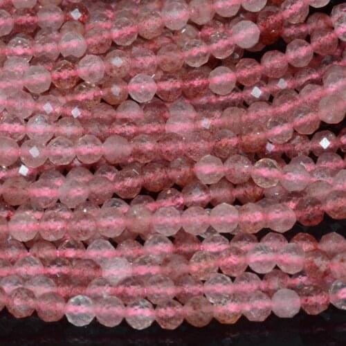 Natural Good Quality Strawberry Quartz Faceted Round Beads 4.5mm
