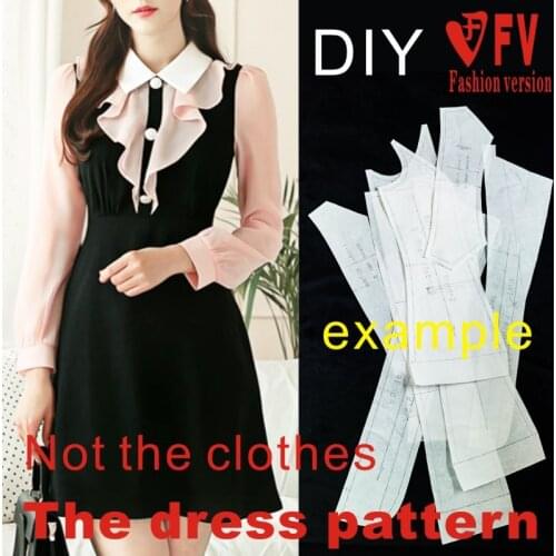 New style stand-up collar long-sleeved dress pattern garment making sewing drawings BLQ-464