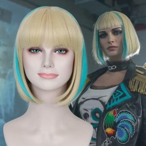 Rainbow 6 Game Us Ela Elite Short Blond Blue Hair Hallowee Costume Cosplay Wig