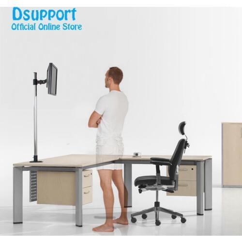 Super-high Desktop Sit-Stand 17-27 inch Monitor Holder Stainless Steel TV Mount Stand Column Height 90cm Loading 10kgs