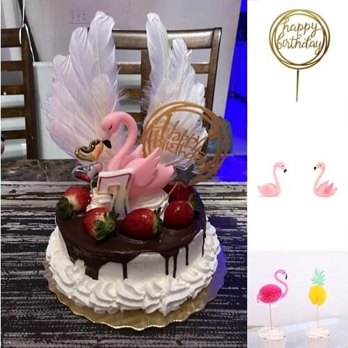 Pink Flamingo Cake Topper Cake Dessert Table Decoration Baby Shower First Birthday Party Decorations Kids Adults Wedding Decor