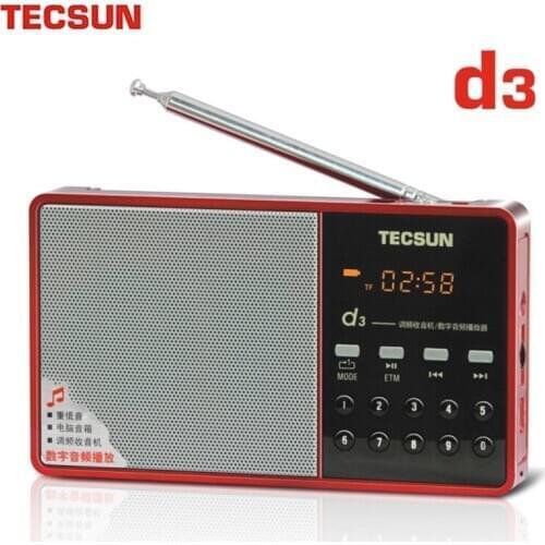 TECSUN D3 Radio FM with USB Portable Speaker MP3 with Screen and Rechargeable Battery Support audio input, digital channel