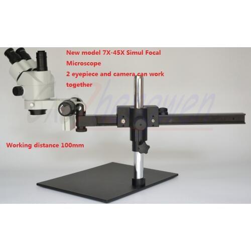 FYSCOPE Trinocular Stereo Microscope 7X 45X Simul-Focal Guide Continuous Zoom