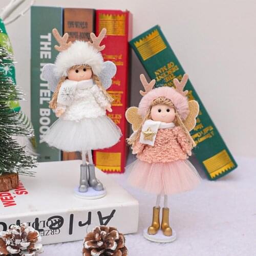 Adorable Angel Decor with Furry Hat Fabric Table Setting Christmas Angel Doll Party Supplies PATIMATE Xmas Fairy Plush Pendent
