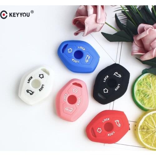KEYYOU Replacement Silicone Car Key Case Fob Cover For BMW X3 X5 Z3 Z4 3 5 7 Series E38 E39 E46 E83 3 Button Remote Key Holder