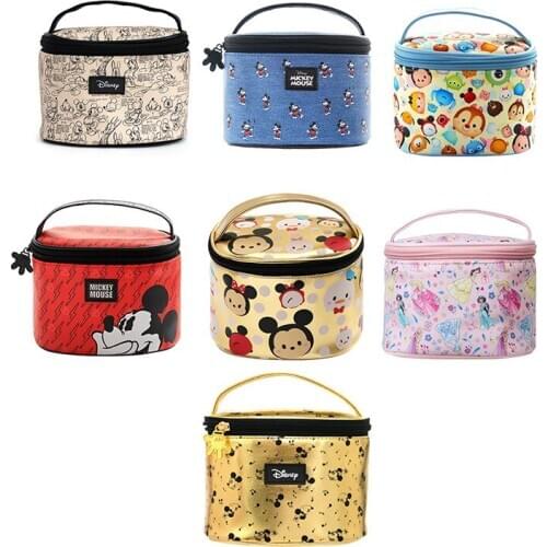 Disney genuine round barrel ladies makeup storage bag portable makeup storage bag large capacity home travel portable bag