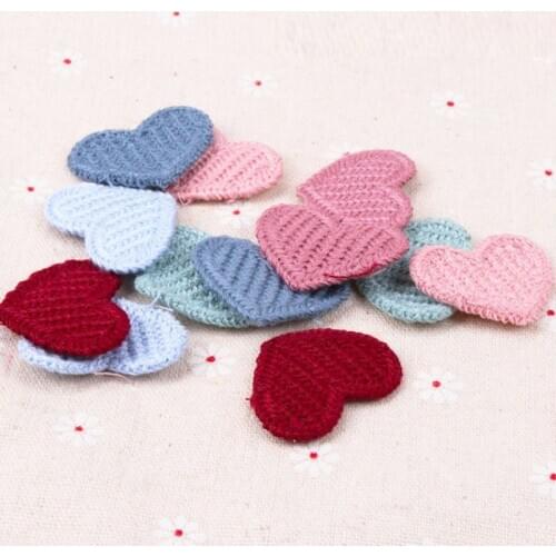 10pcs Heart Knitted Lace Applique Trim Embroidered Lace Ribbon For Garment Accessories Decoration Sewing 35x28mm