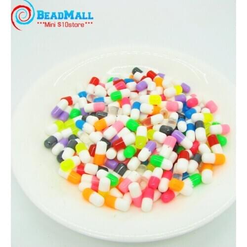 100pcs Lovely Resin Beads Mix Cute Pill for Hair Bow Center Scrapbooking Phone Deco