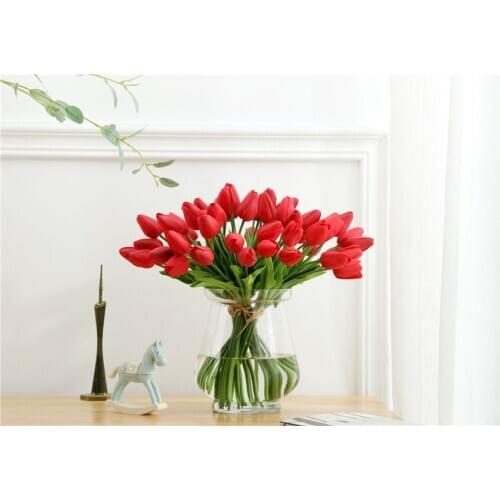 10X Artificial Tulips Flower Real Touch PU Wedding Party Bridal Home Decoration