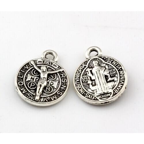 20 Pcs Saint Jesus Benedict Nursia Patron Medal Crucifix Cross Charm Pendants Alloy Jewelry DIY 14x17mm A-414