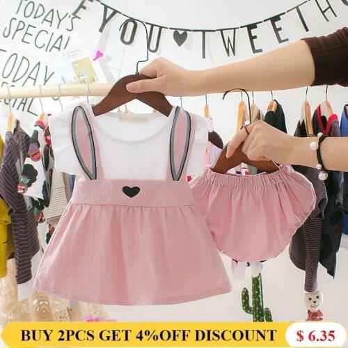 2019 New Fashion Baby Girls Rabbit Ear Cute Party Dress Summer Cotton Casual Vest Dresses Kids Girl Clothes 1st Birthday Outfits