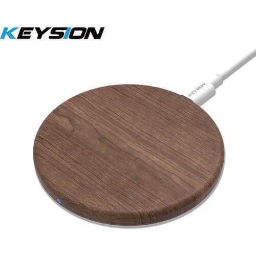 KEYSION Wooden 10W Qi Fast Wireless Charger for iPhone 11 XS Max XR 8 Plus Wireless Charging Pad for Samsung S10 S9 Xiaomi mi 9