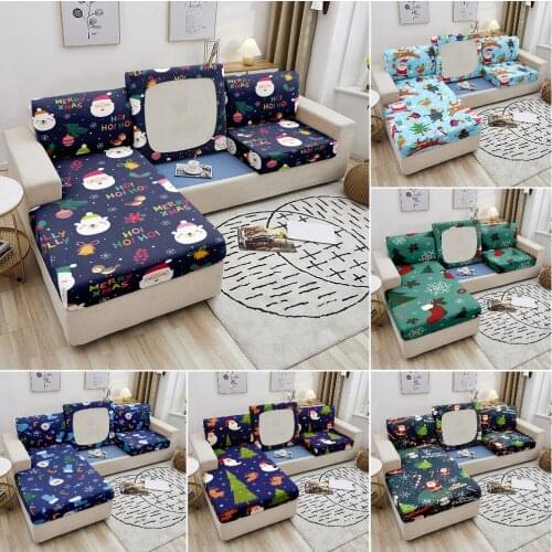 1/2/3/4 Seater Christmas Sofa Seat Cushion Cover Elastic Sofa Cover For Living Room Stretch Sofa Slipcover Removable Chair Cover