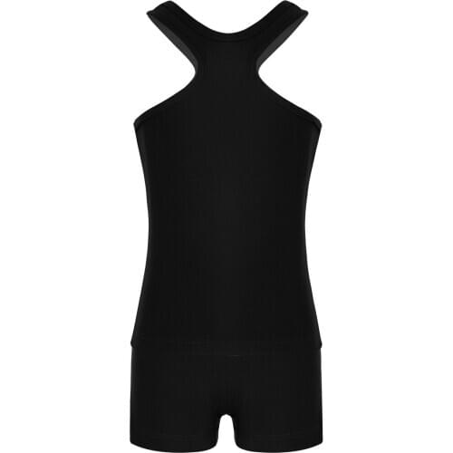 Kids Teens Solid Color Lace Side Two-piece Sports Dance Wear Girls Ballet Gymnastics Shorts with Racerback Tops Workout Set