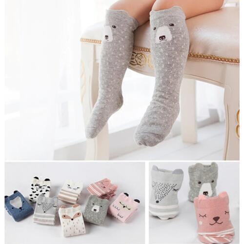 Children Animal Socks Kids Anti Slip Cute Baby Socks Long Cotton Fox Cat Boys Girls Leg Warmer Color Footwear Funny Quality 1-5Y